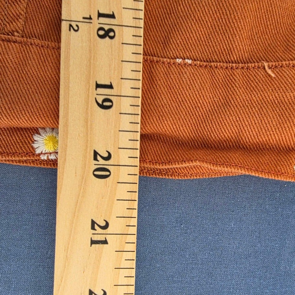 Cali 1850 Daisy Embroidered Denim Jacket M Rust Brown Cotton Floral Trucker - Picture 12 of 12